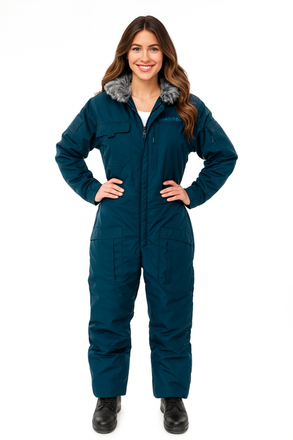 Insulated Snowsuit for Extreme Cold – Military One-Piece Ski Suit Navy blue