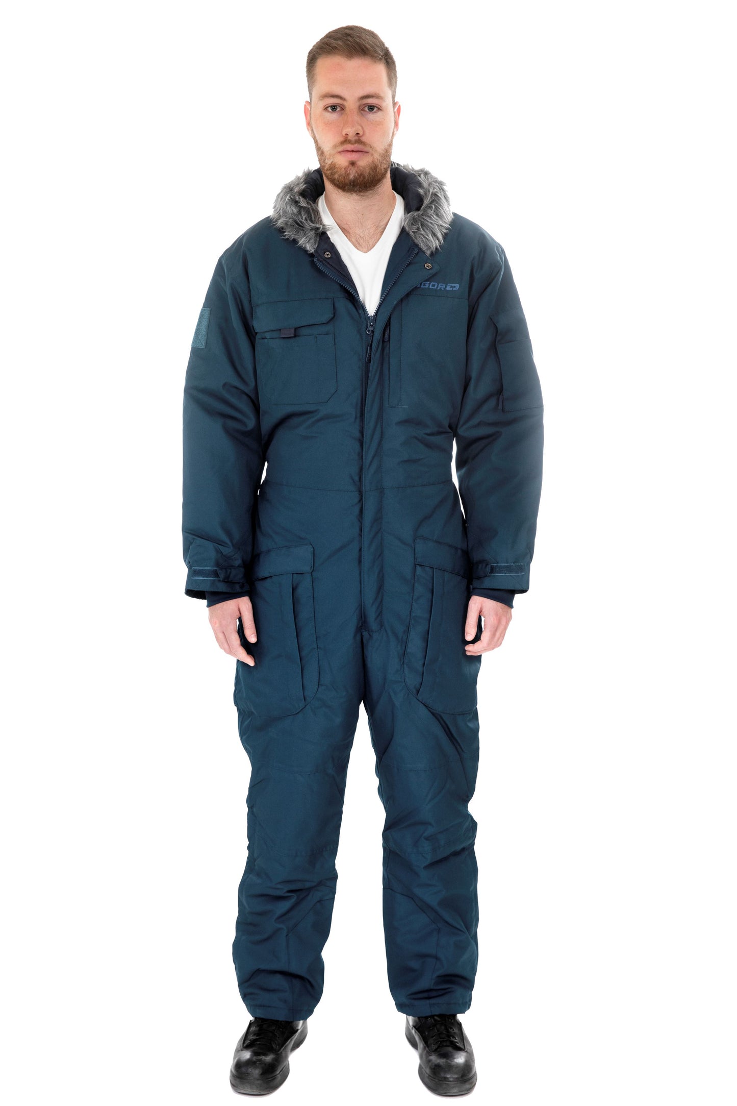 Insulated Snowsuit for Extreme Cold – Military One-Piece Ski Suit Navy blue