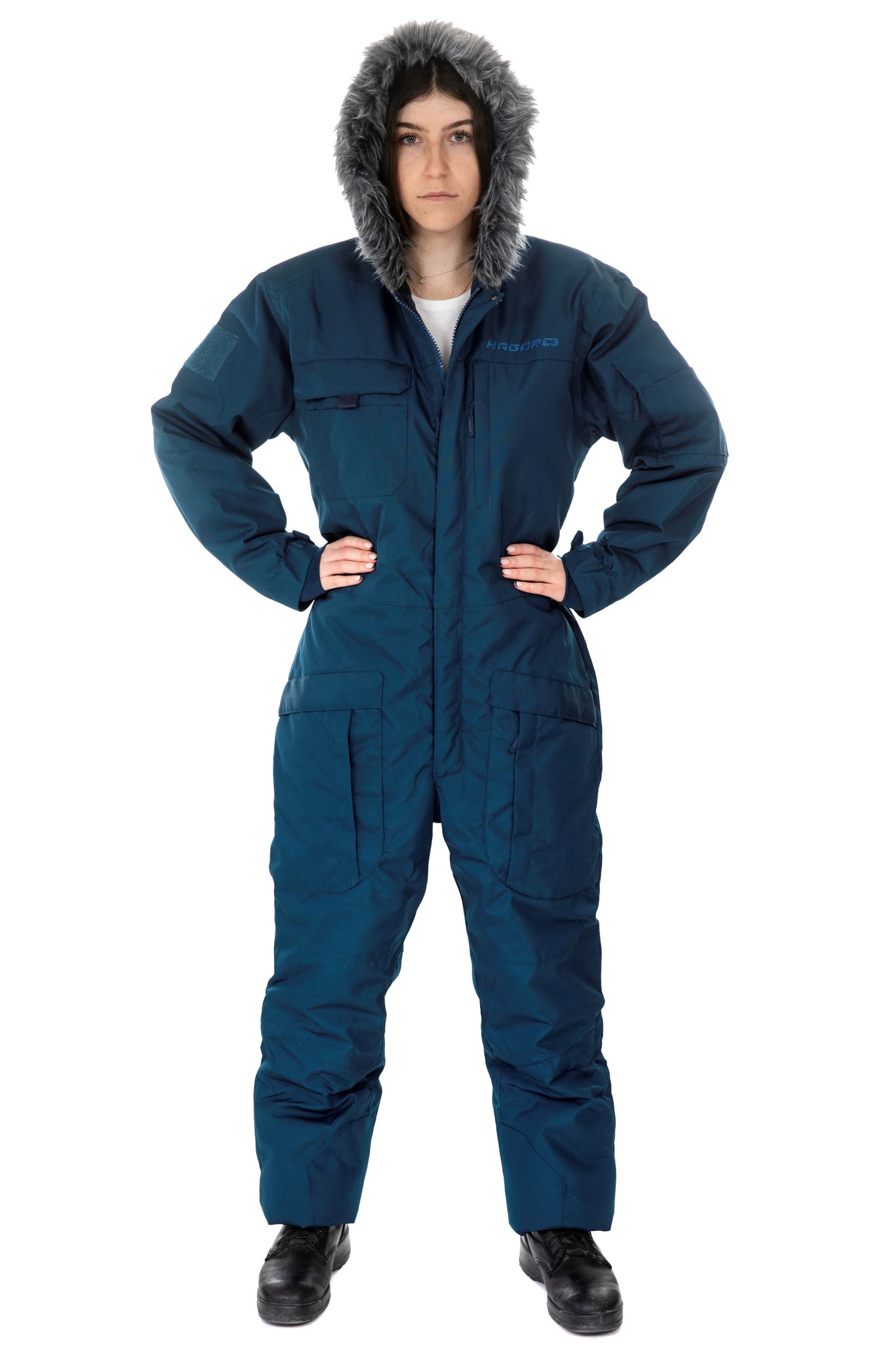 Insulated Snowsuit for Extreme Cold – Military One-Piece Ski Suit Navy blue