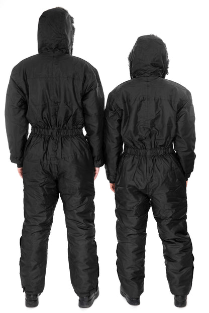 Insulated Snowsuit for Extreme Cold – Military One-Piece Ski Suit Black