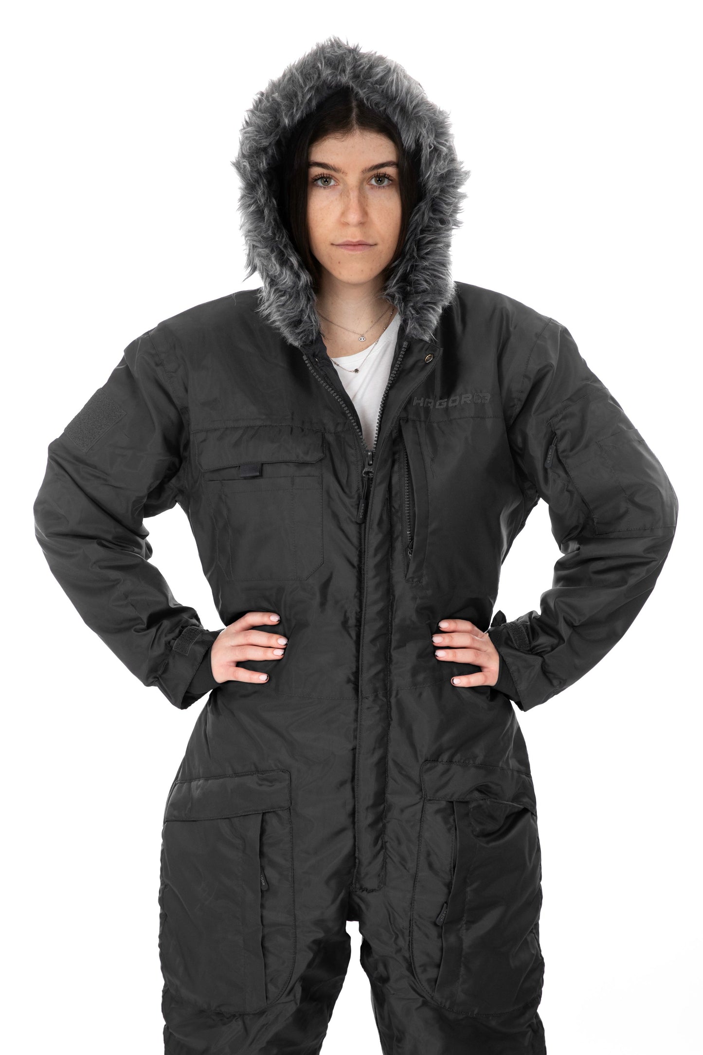 Insulated Snowsuit for Extreme Cold – Military One-Piece Ski Suit Black