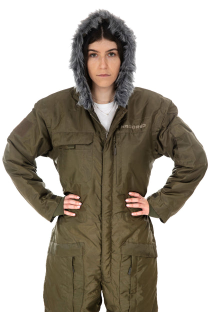 Insulated Snowsuit for Extreme Cold – Military One-Piece Ski Suit Green