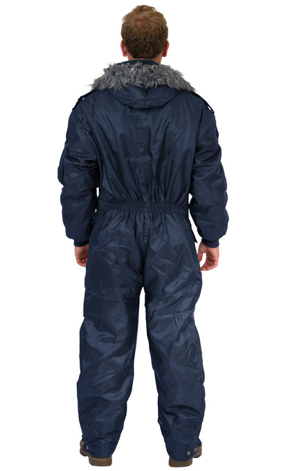 Insulated Snowsuit for Extreme Cold – Military One-Piece Ski Suit Navy blue