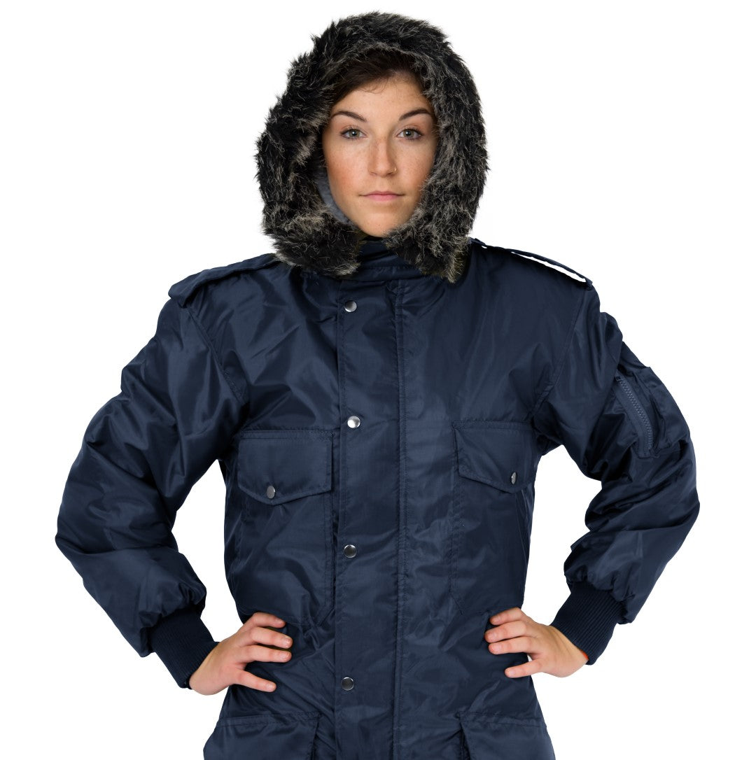 Insulated Snowsuit for Extreme Cold – Military One-Piece Ski Suit Navy blue